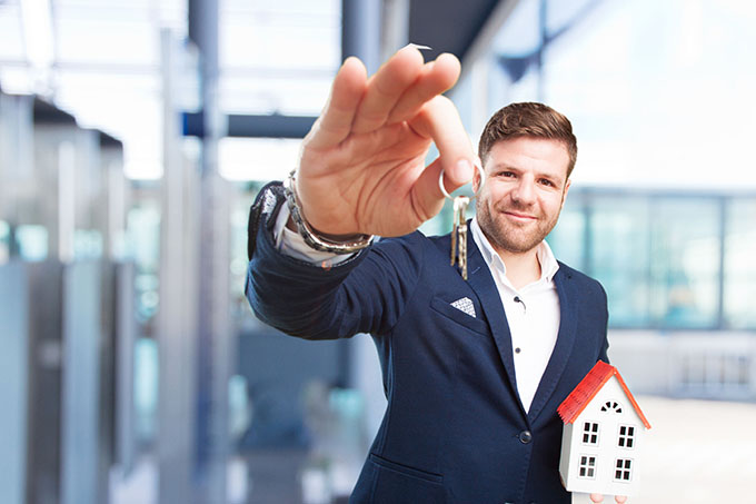 young businessman happy expression